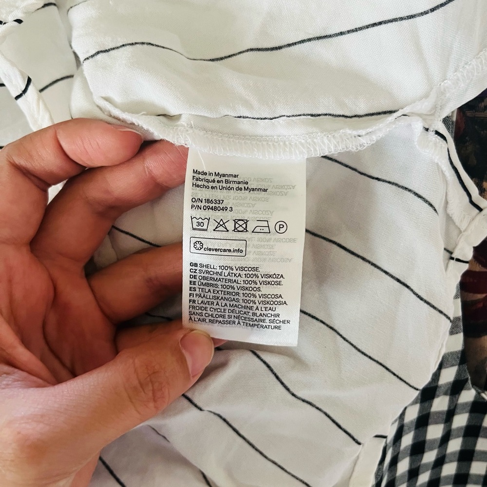 H&M White Shirt with Black Pinstripes and Blue Graphic - Picture 5 of 6